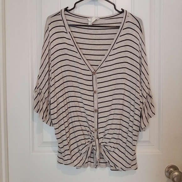 Fantastic fawn beige striped oversized top S - Picture 4 of 9